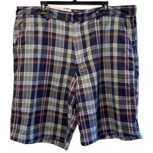 American‎ Living Cotton Cargo Shorts Blue Red Multi Plaid Men’s Size 42